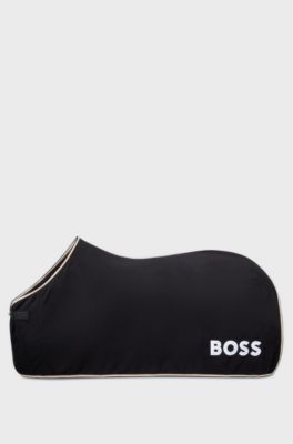 Equestrian fleece fast-drying sweat rug with contrast logo, Black