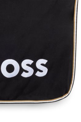 Equestrian fleece fast-drying sweat rug with contrast logo, Black