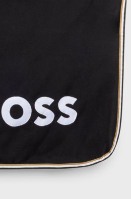 Equestrian fleece fast-drying sweat rug with contrast logo, Black