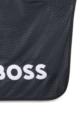 Equestrian fast-drying sweat blanket with monogram print, Black