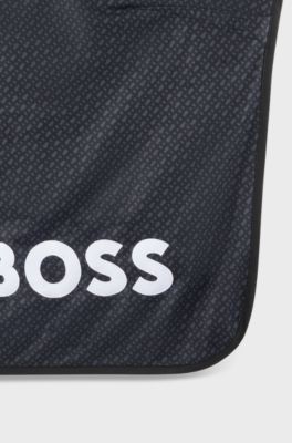 Equestrian fast-drying sweat blanket with monogram print, Black