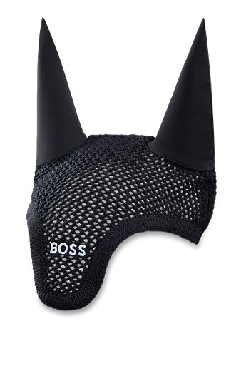 Bonnet pour cheval en crochet avec logo contrastant, Noir