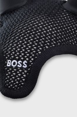 Equestrian crochet fly veil with contrast logo, Black