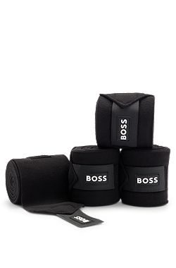 Equestrian circulation bandages with contrast branding and riptape closure