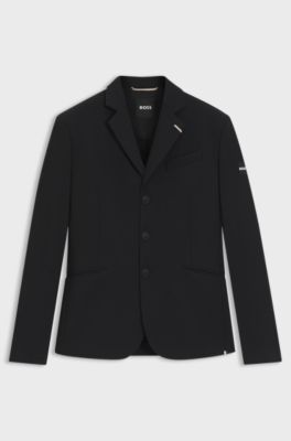 St&aelig;vnejakke til hestesport med slim fit og signaturdetaljer, Sort