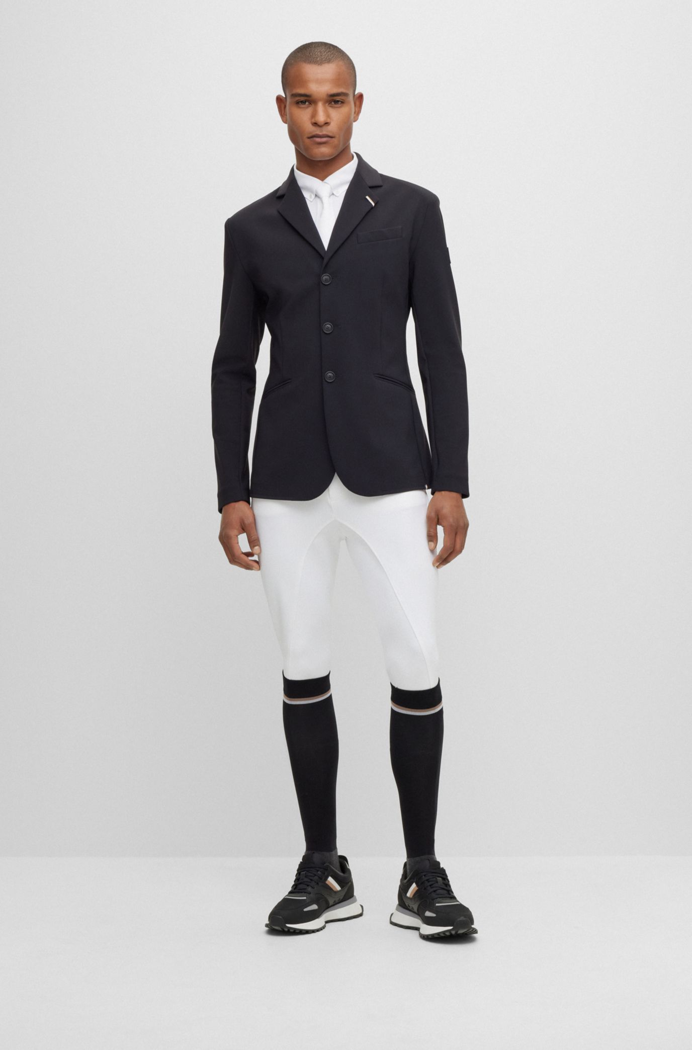 Equestrian slim-fit show jacket with signature details, Black