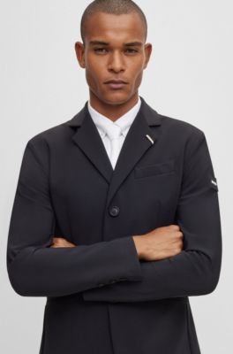 Equestrian slim-fit show jacket with signature details, Black