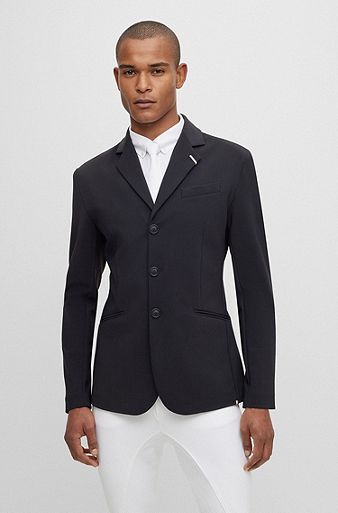 Equestrian slim-fit show jacket with signature details, Black