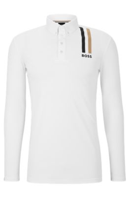 Chemise d&rsquo;&eacute;quitation avec rayures embl&eacute;matiques et logo, Blanc