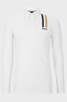Equestrian show shirt with signature stripe and logo, White
