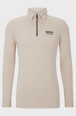 Equestrian training polo shirt in power-stretch material, Beige