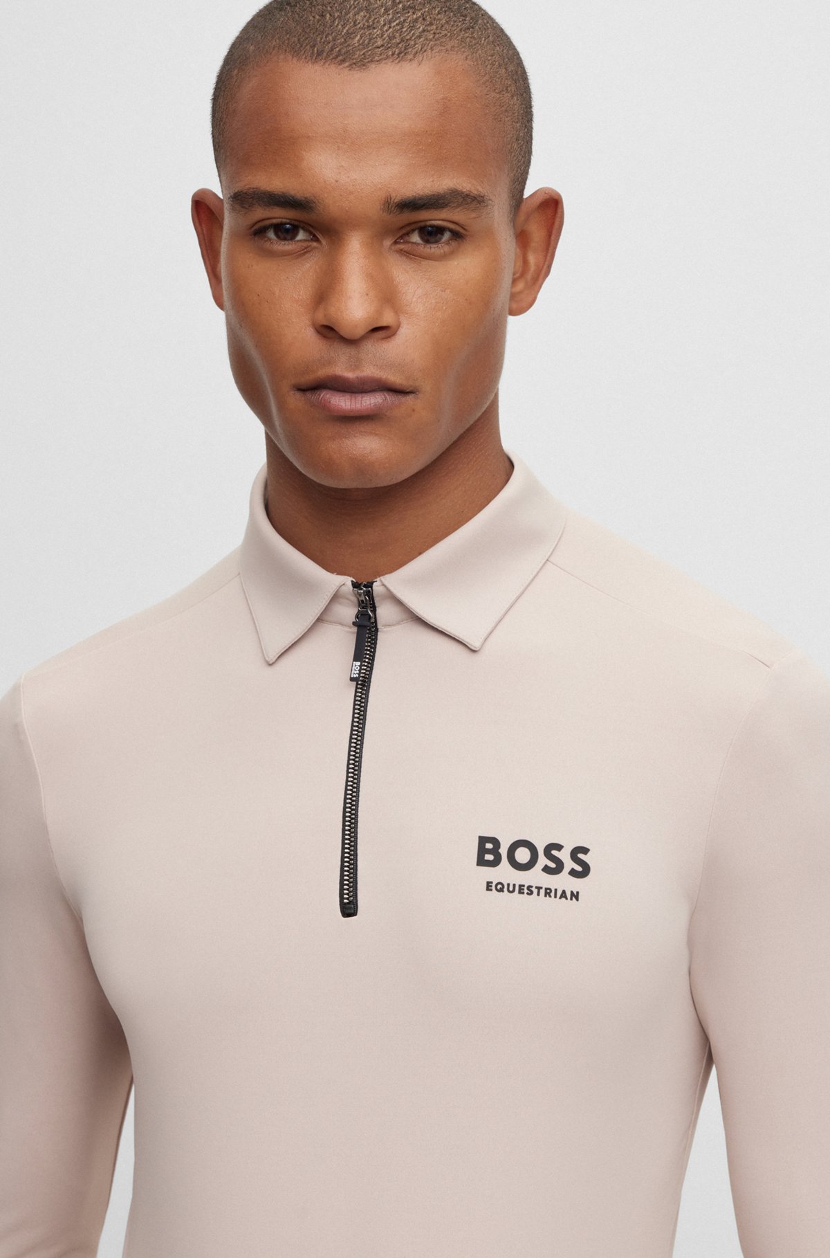 BOSS - Equestrian training polo shirt in power-stretch material