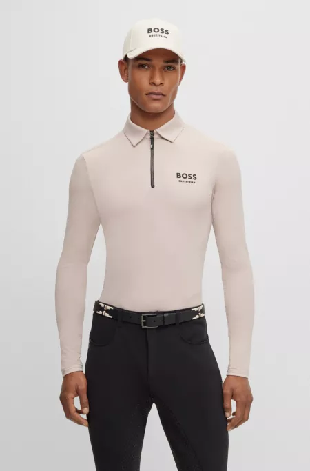 Equestrian training polo shirt in power-stretch material