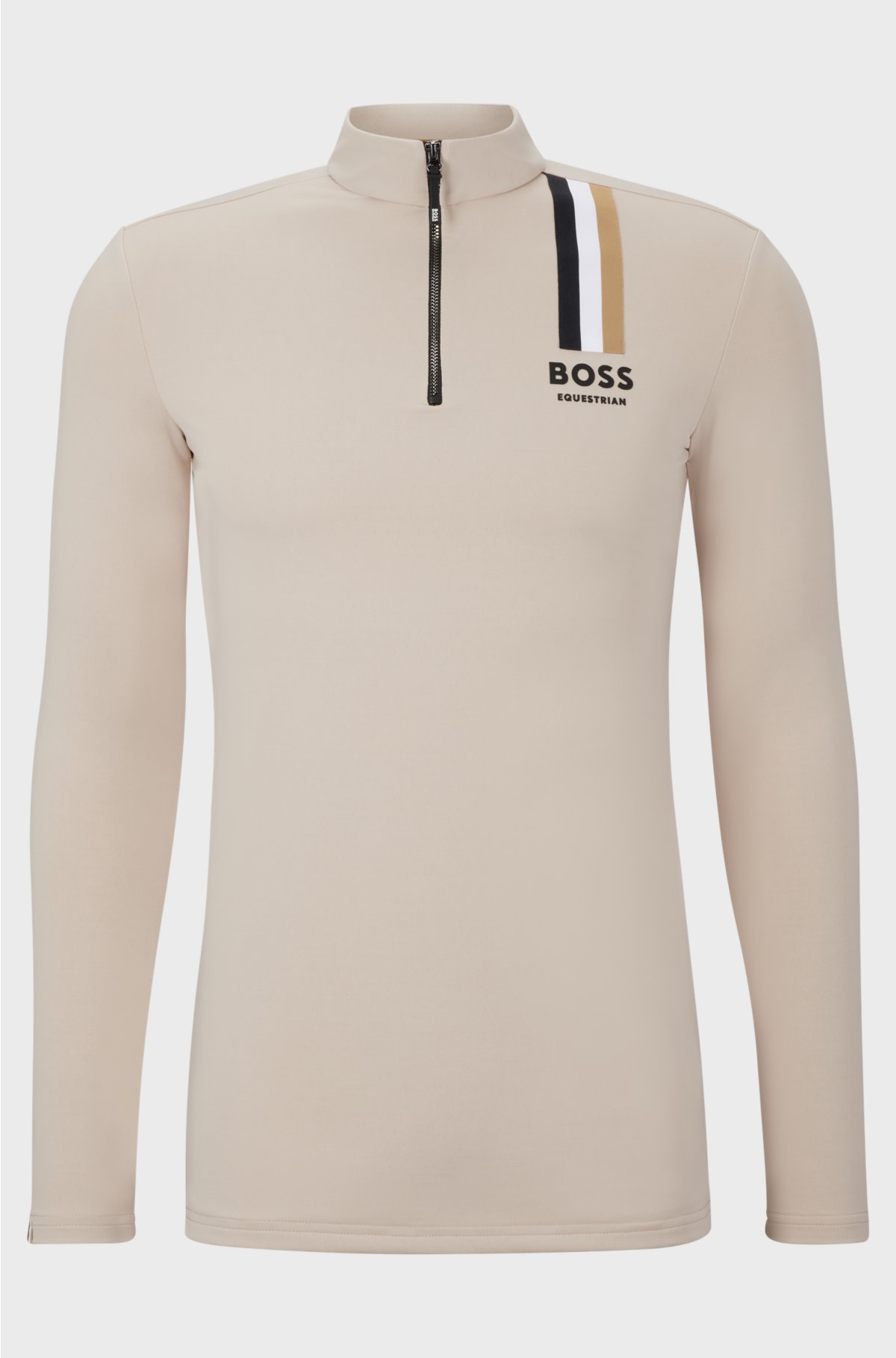 Equestrian training shirt with signature stripe and logo, Beige