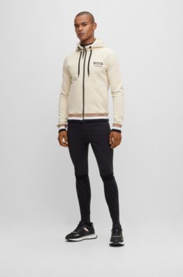 Felpa con cappuccio da equitazione in cotone con righe tipiche del marchio e logo, Beige