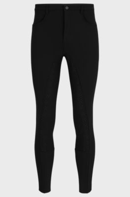 Equestrian full-grip breeches in power-sport fabric, Black