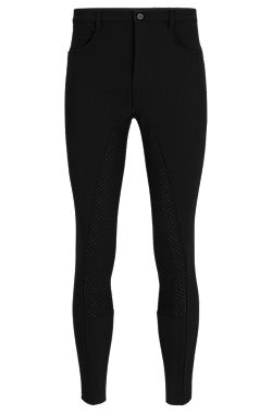 Equestrian full-grip breeches in power-sport fabric