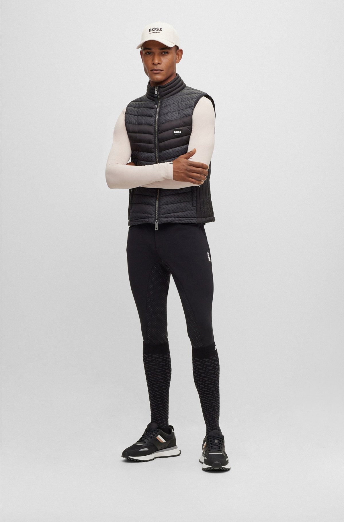 Equestrian full-grip breeches in power-stretch material, Black