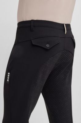 Pantalon d&rsquo;&eacute;quitation &agrave; adh&eacute;rence int&eacute;grale en tissu power-sport, Noir