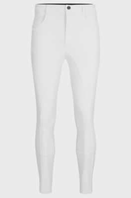 Equestrian full-grip breeches in power-sport fabric, White