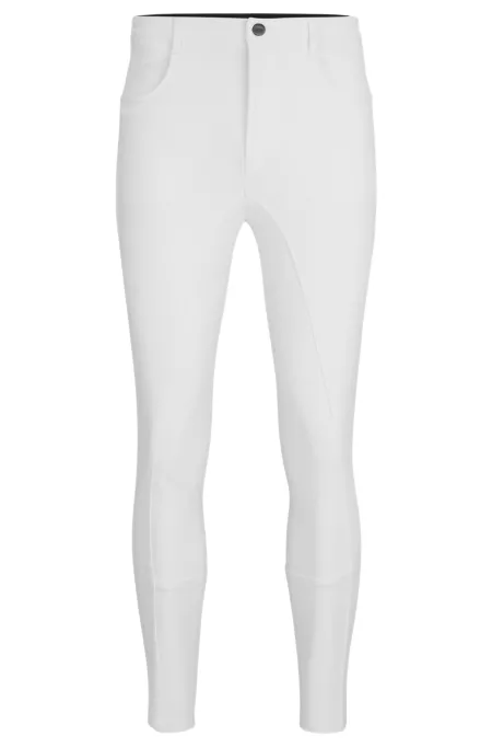 Equestrian full-grip breeches in power-sport fabric
