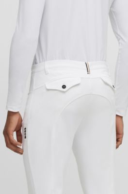 Equestrian full-grip breeches in power-sport fabric, White