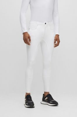 Equestrian full-grip breeches in power-sport fabric, White
