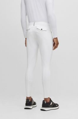 Equestrian full-grip breeches in power-sport fabric, White
