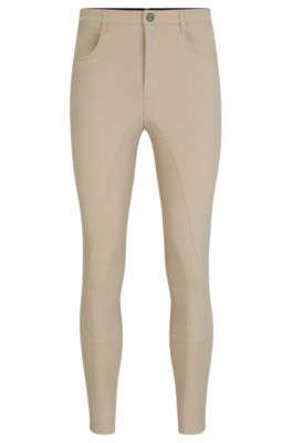 Equestrian full-grip breeches in power-sport fabric, Beige