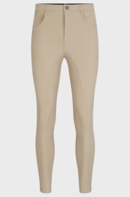 Equestrian full-grip breeches in power-sport fabric, Beige