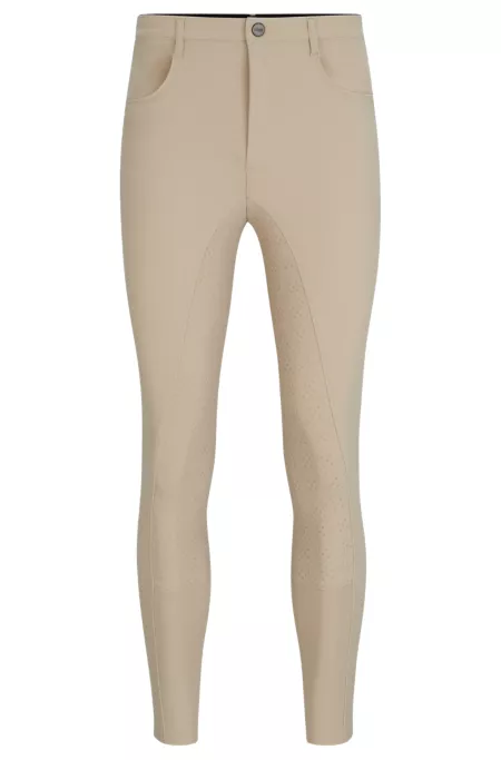 Equestrian full-grip breeches in power-sport fabric