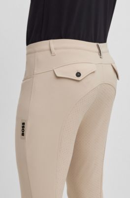 Equestrian full-grip breeches in power-sport fabric, Beige