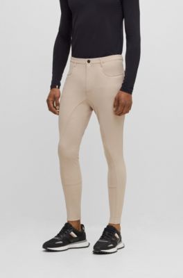 Equestrian full-grip breeches in power-sport fabric, Beige