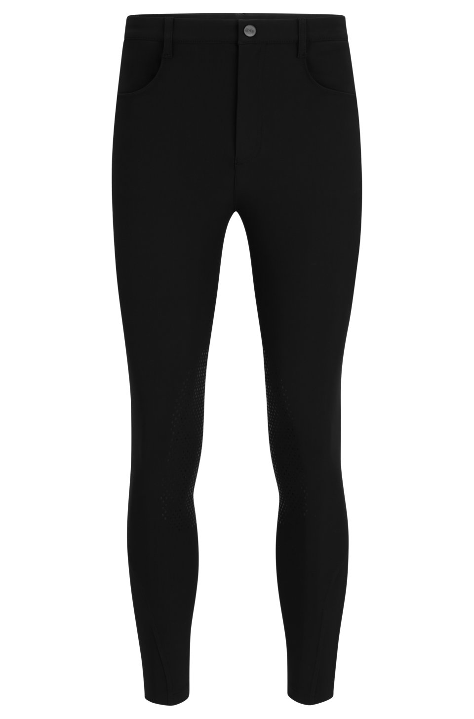 Equestrian knee-grip breeches in power-stretch material