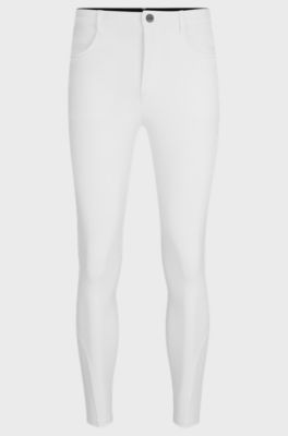 Equestrian knee-grip breeches in power-stretch material, White