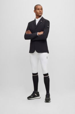 Equestrian knee-grip breeches in power-stretch material, White
