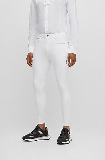 Pantalones de equitación de material superelástico con agarre especial en las rodillas, Blanco