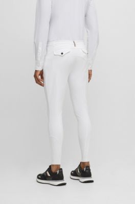 Equestrian knee-grip breeches in power-stretch material, White