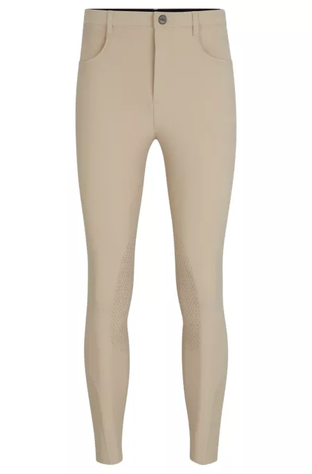 Equestrian knee-grip breeches in power-stretch material