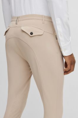 Equestrian knee-grip breeches in power-stretch material, Beige