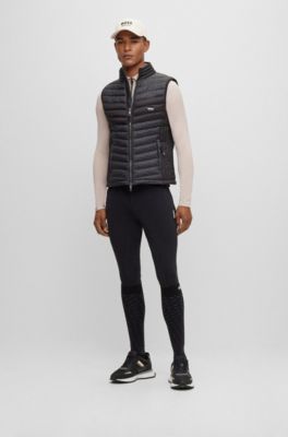 Equestrian padded gilet with monogram-print panels, Black