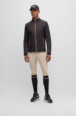 Gesteppte Reiterjacke mit kontrastfarbenen Paspeln, Schwarz