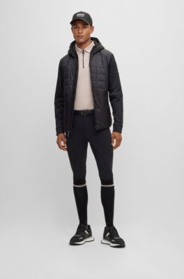 Giubbotto da equitazione soft shell con cappuccio e monogrammi stampati, Nero