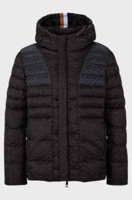 Equestrian water-proof hooded parka jacket, Black