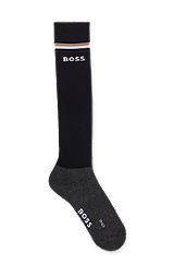 Equestrian riding socks with signature stripe and branding, Black