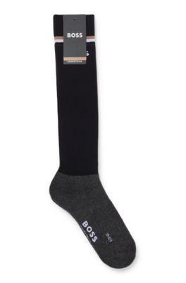 Equestrian riding socks with signature stripe and branding, Black