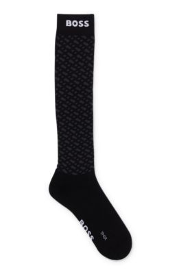 Equestrian monogram riding socks with contrast logo, Black