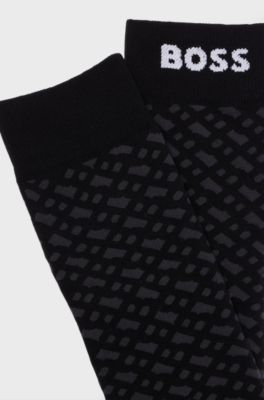 Equestrian monogram riding socks with contrast logo, Black