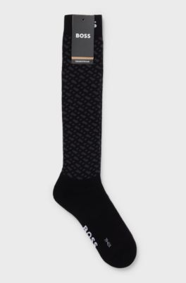 Equestrian monogram riding socks with contrast logo, Black