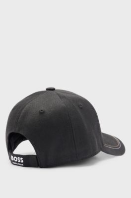 Casquette style &eacute;questre &agrave; cinq panneaux avec logos, Noir